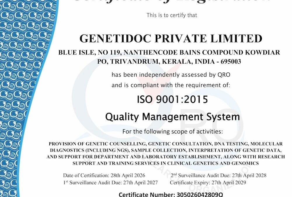 ISO Certificate Genetidoc Genetic Clinic and DNA Testing Lab