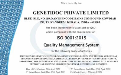Genetidoc achieves ISO 9001:2015 certification, affirming its commitment to quality in clinical genetics